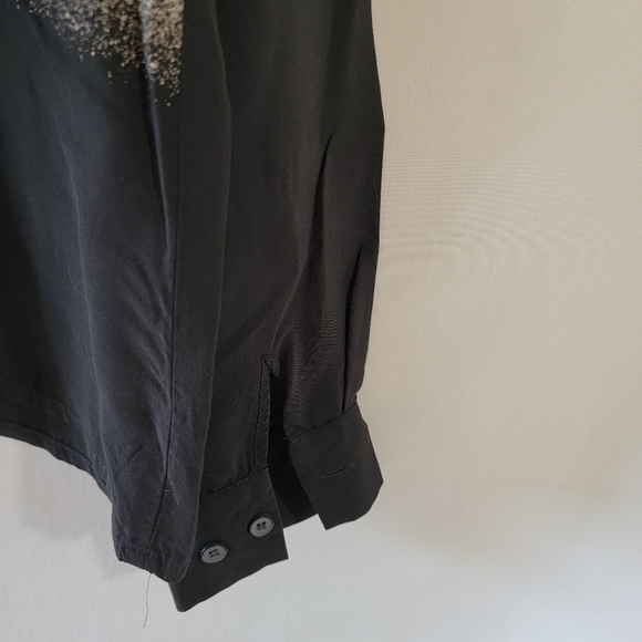 VTG DONCASTER Black Beach Lady Theme Button-Up Shirt Sz 14 Fairy Goth Artsy - Picture 8 of 12